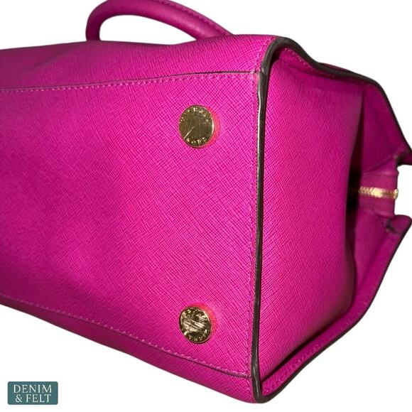 Michael Kors Selma Large Saffiano Leather Satchel Tote Bag Fuchsia Pink - Picture 9 of 14